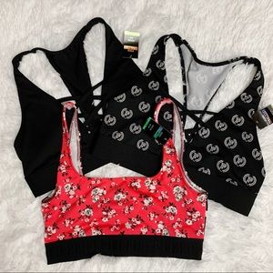 Pink set of 3 sport Bras Black Red White Small